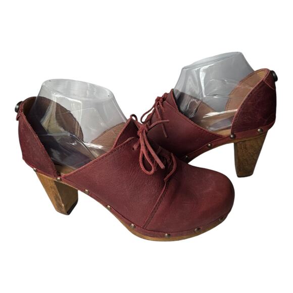 Sanita Theodora Nubuck Leather Clog Studded Wood platform 3" Heel size (38) 7 - Picture 8 of 16